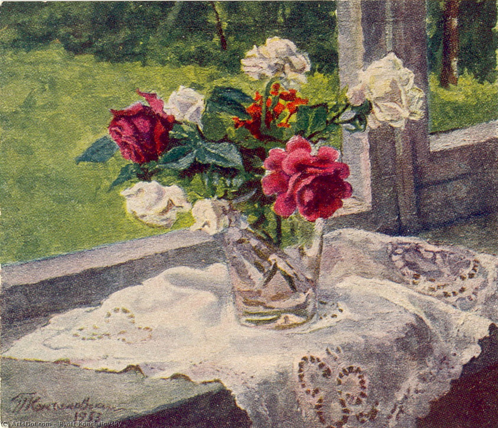 Wikioo.org - The Encyclopedia of Fine Arts - Painting, Artwork by Pyotr Konchalovsky - The roses by the window