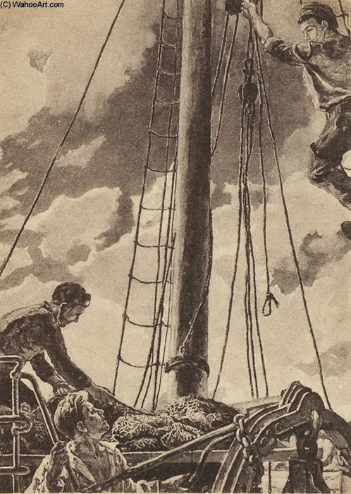 Wikioo.org - สารานุกรมวิจิตรศิลป์ - จิตรกรรม Pyotr Konchalovsky - On the deck of the trawler