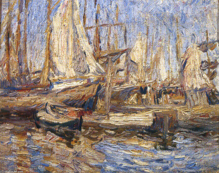 Wikioo.org - The Encyclopedia of Fine Arts - Painting, Artwork by Pyotr Konchalovsky - Archangelsk. Ships in port.