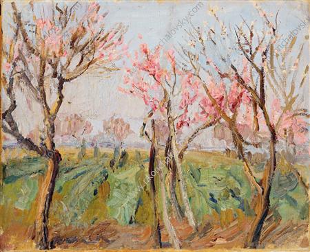 Wikioo.org - The Encyclopedia of Fine Arts - Painting, Artwork by Pyotr Konchalovsky - Garden near Rome. Peaches in bloom.