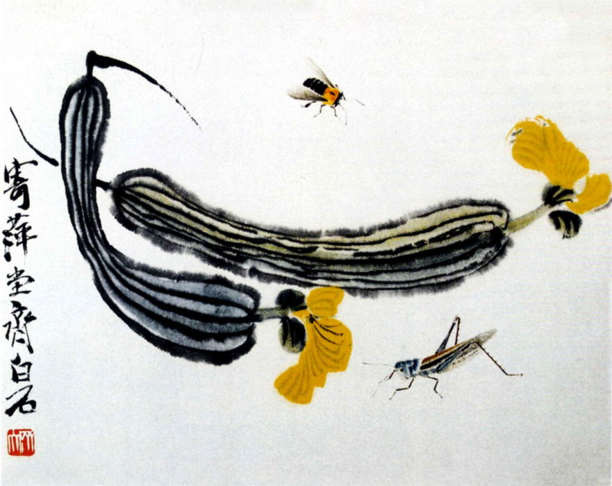 Wikioo.org - The Encyclopedia of Fine Arts - Painting, Artwork by Qi Baishi - Long Melons
