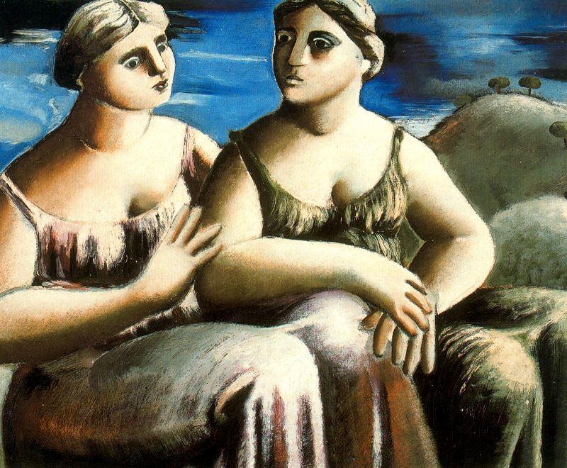 Wikioo.org - The Encyclopedia of Fine Arts - Painting, Artwork by Rafael Zabaleta Fuentes - Two seated women