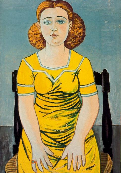 Wikioo.org - The Encyclopedia of Fine Arts - Painting, Artwork by Rafael Zabaleta Fuentes - Portrait of seated blonde woman