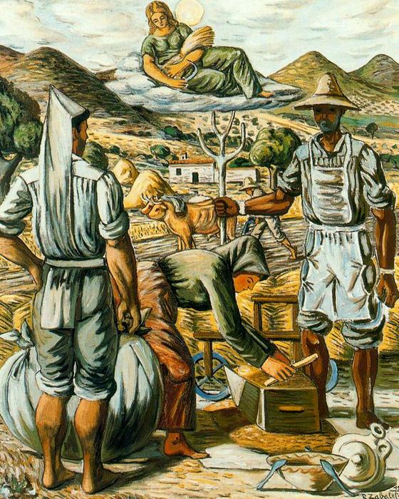 Wikioo.org - The Encyclopedia of Fine Arts - Painting, Artwork by Rafael Zabaleta Fuentes - Reapers in the age and Ceres