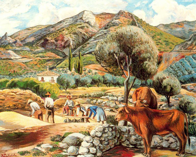 Wikioo.org - The Encyclopedia of Fine Arts - Painting, Artwork by Rafael Zabaleta Fuentes - Landscape with artist's farmhouse in Fique