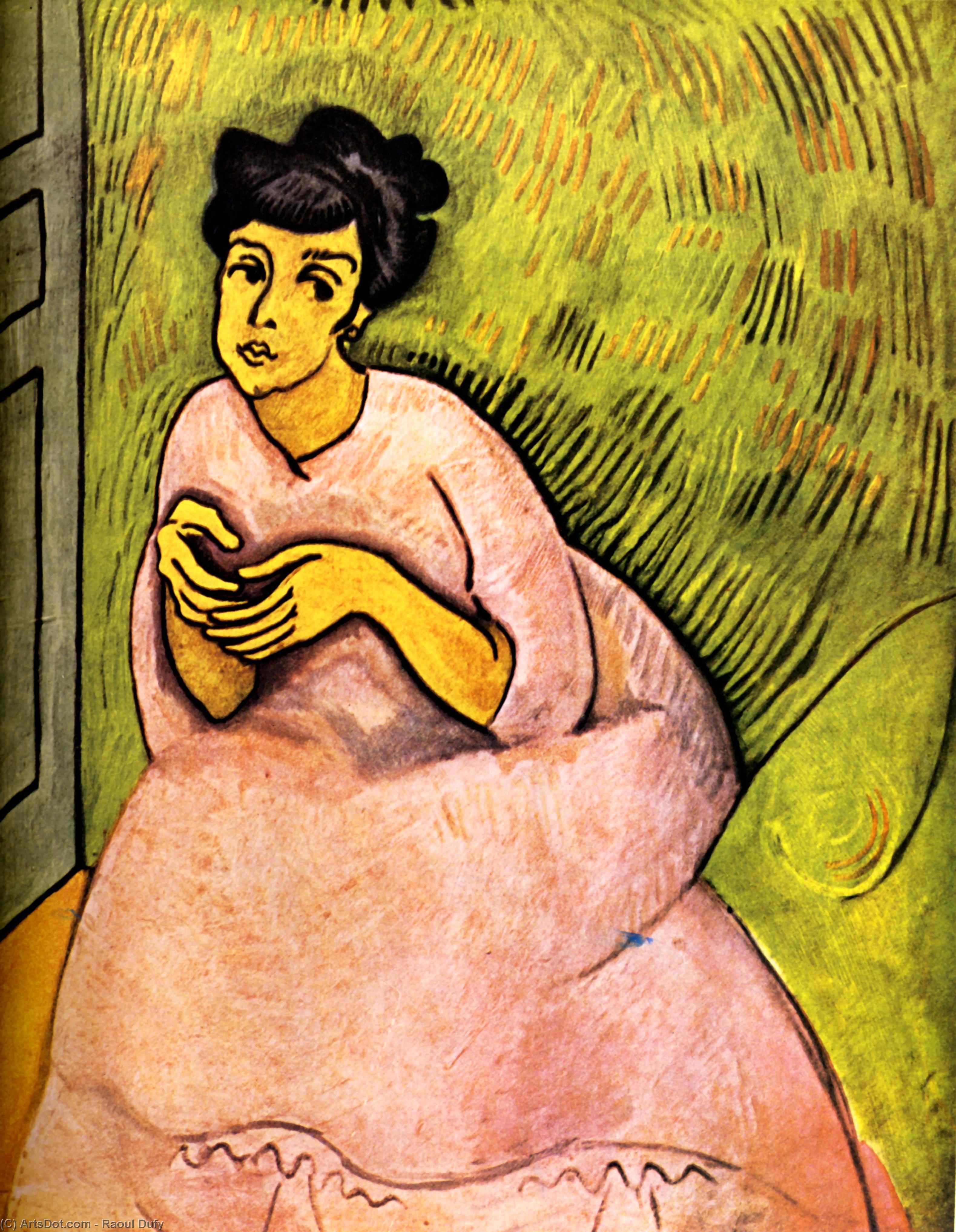 WikiOO.org – 美術百科全書 - 繪畫，作品 Raoul Dufy - 女子 在  粉红色