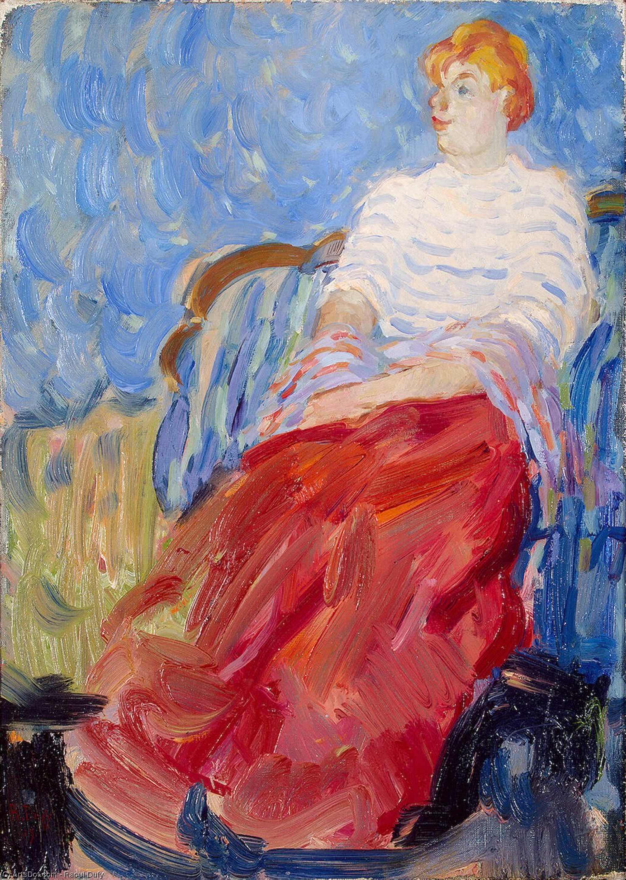 Wikioo.org - The Encyclopedia of Fine Arts - Painting, Artwork by Raoul Dufy - Portrait of the Artist's Sister, Suzanne Dufy