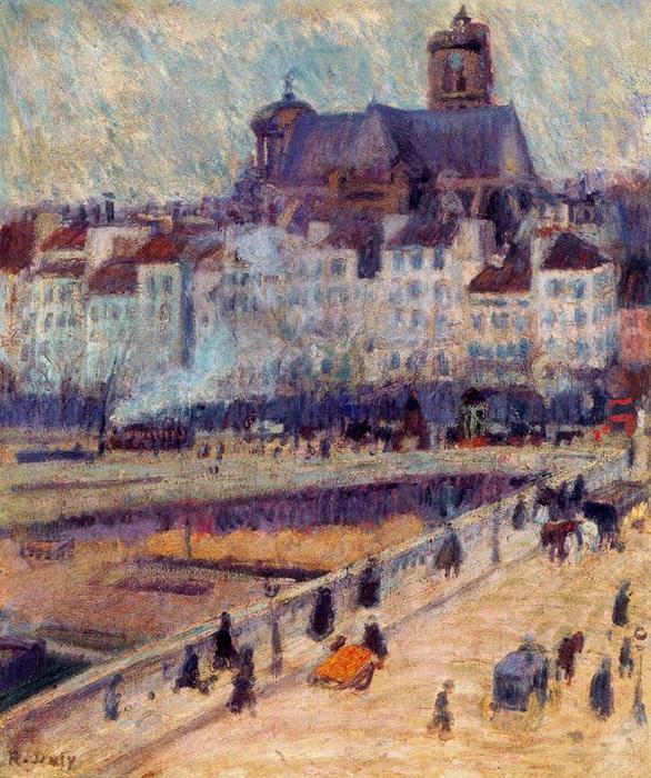 Wikioo.org - The Encyclopedia of Fine Arts - Painting, Artwork by Raoul Dufy - The Louis-Philippe Bridge and the Saint Gervais Church