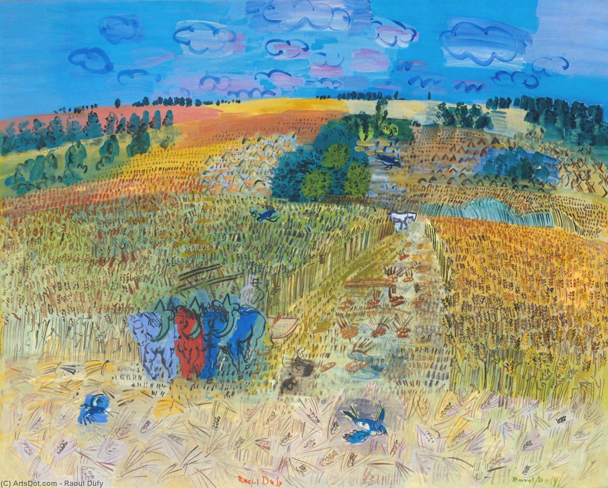 Wikoo.org - موسوعة الفنون الجميلة - اللوحة، العمل الفني Raoul Dufy - The Wheat Field