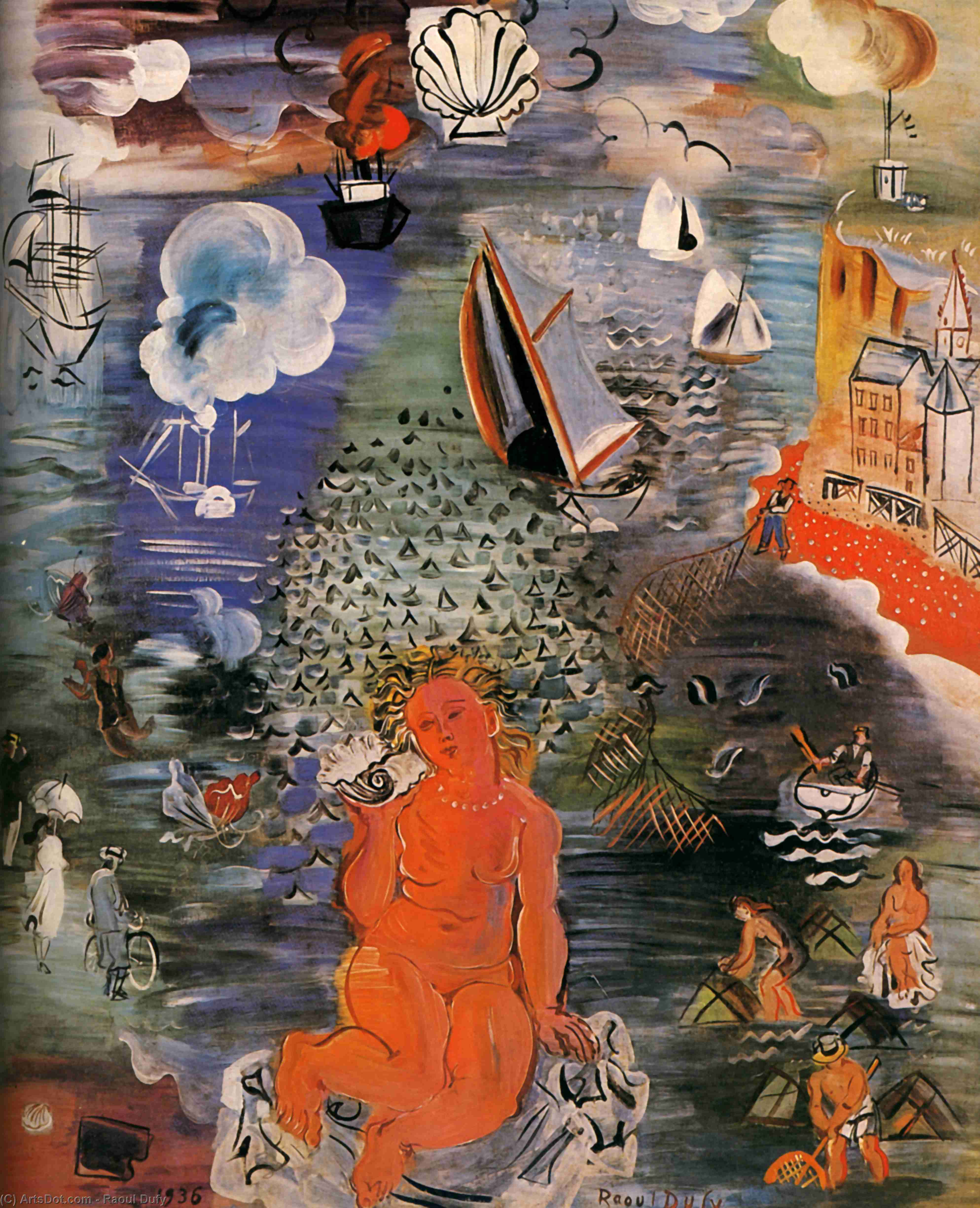 Wikoo.org - موسوعة الفنون الجميلة - اللوحة، العمل الفني Raoul Dufy - Amphitrite