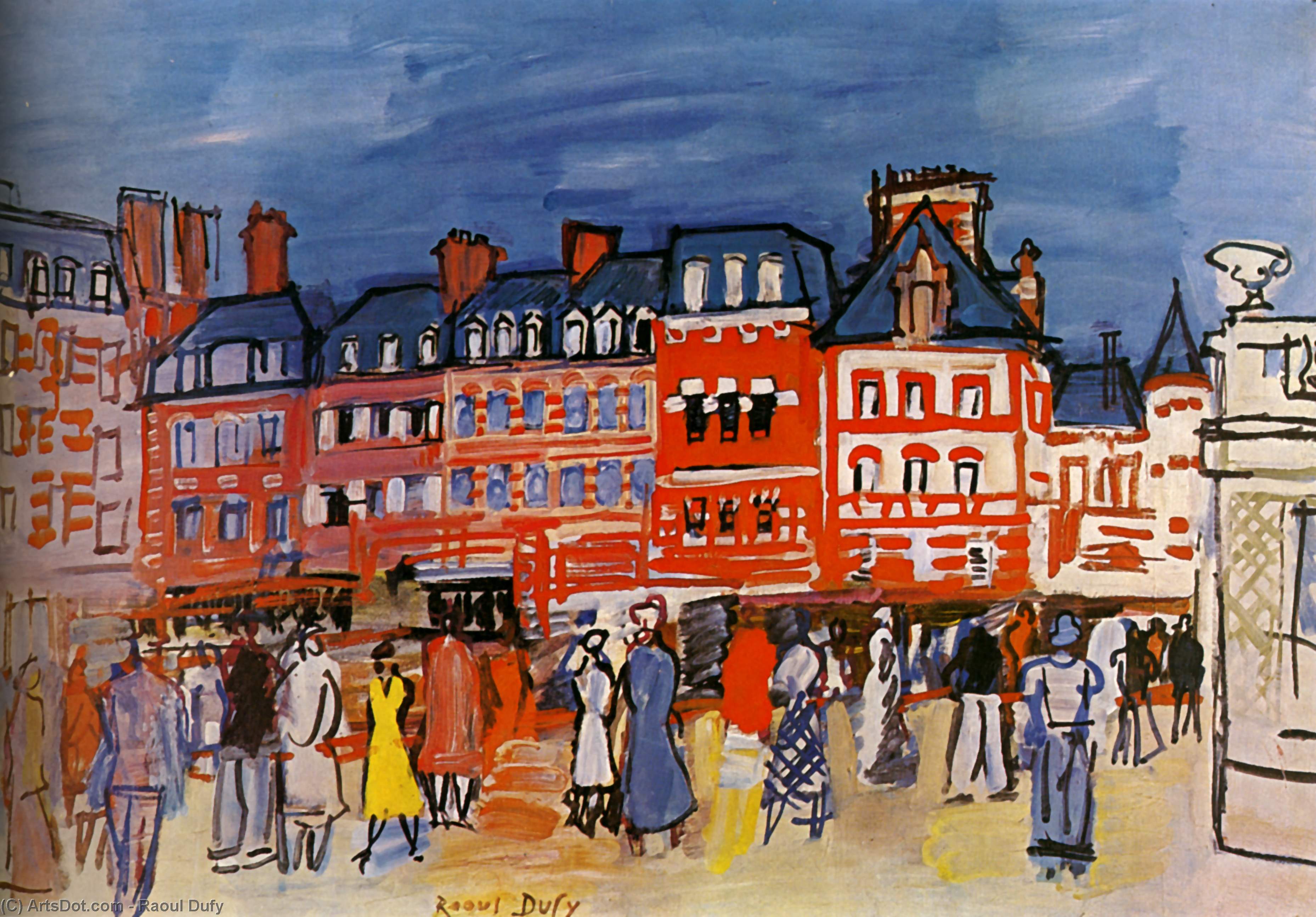 Wikioo.org - The Encyclopedia of Fine Arts - Painting, Artwork by Raoul Dufy - Houses in Trouville