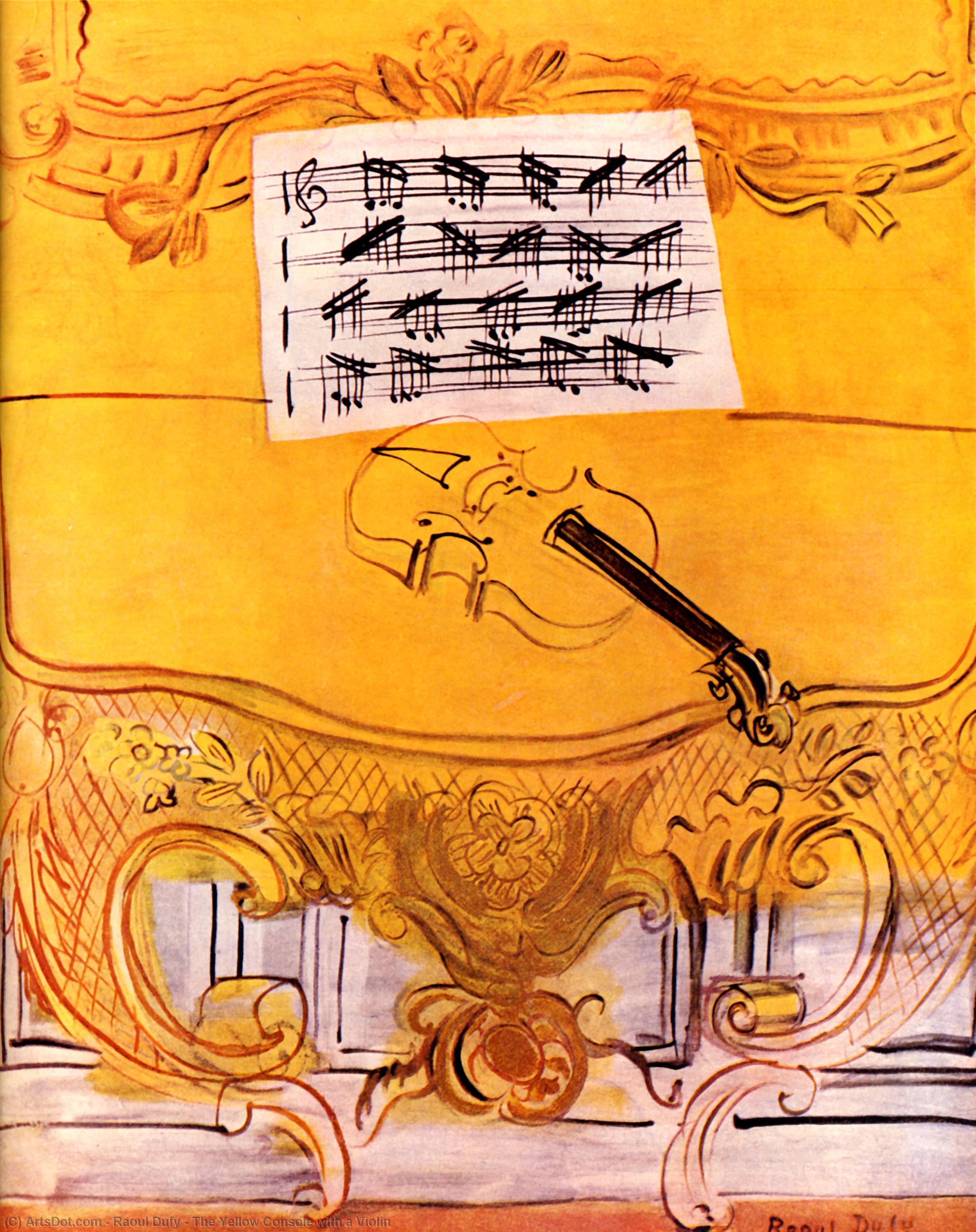 Wikioo.org - The Encyclopedia of Fine Arts - Painting, Artwork by Raoul Dufy - The Yellow Console with a Violin