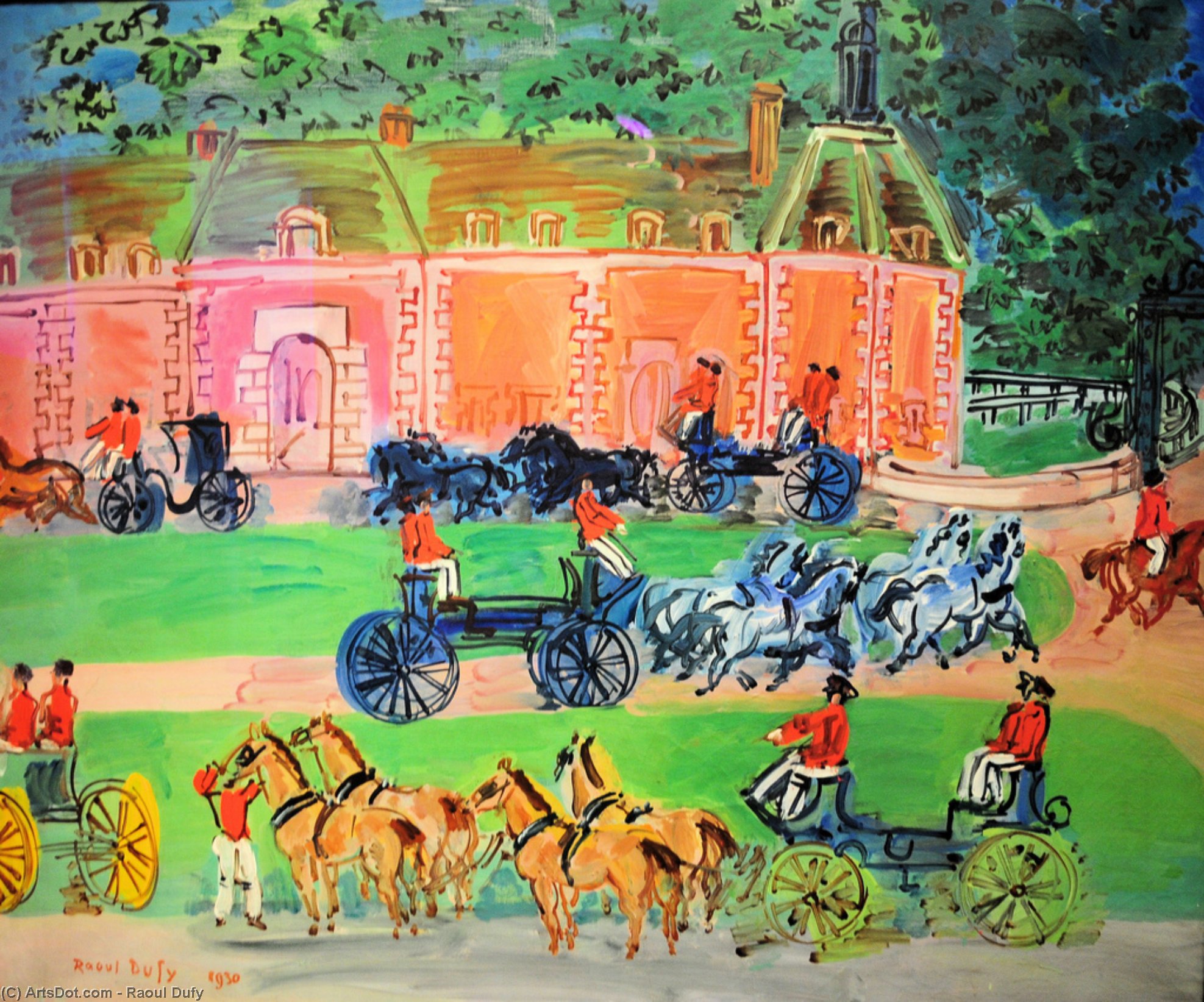 WikiOO.org – 美術百科全書 - 繪畫，作品 Raoul Dufy - 酒庄 和  马匹