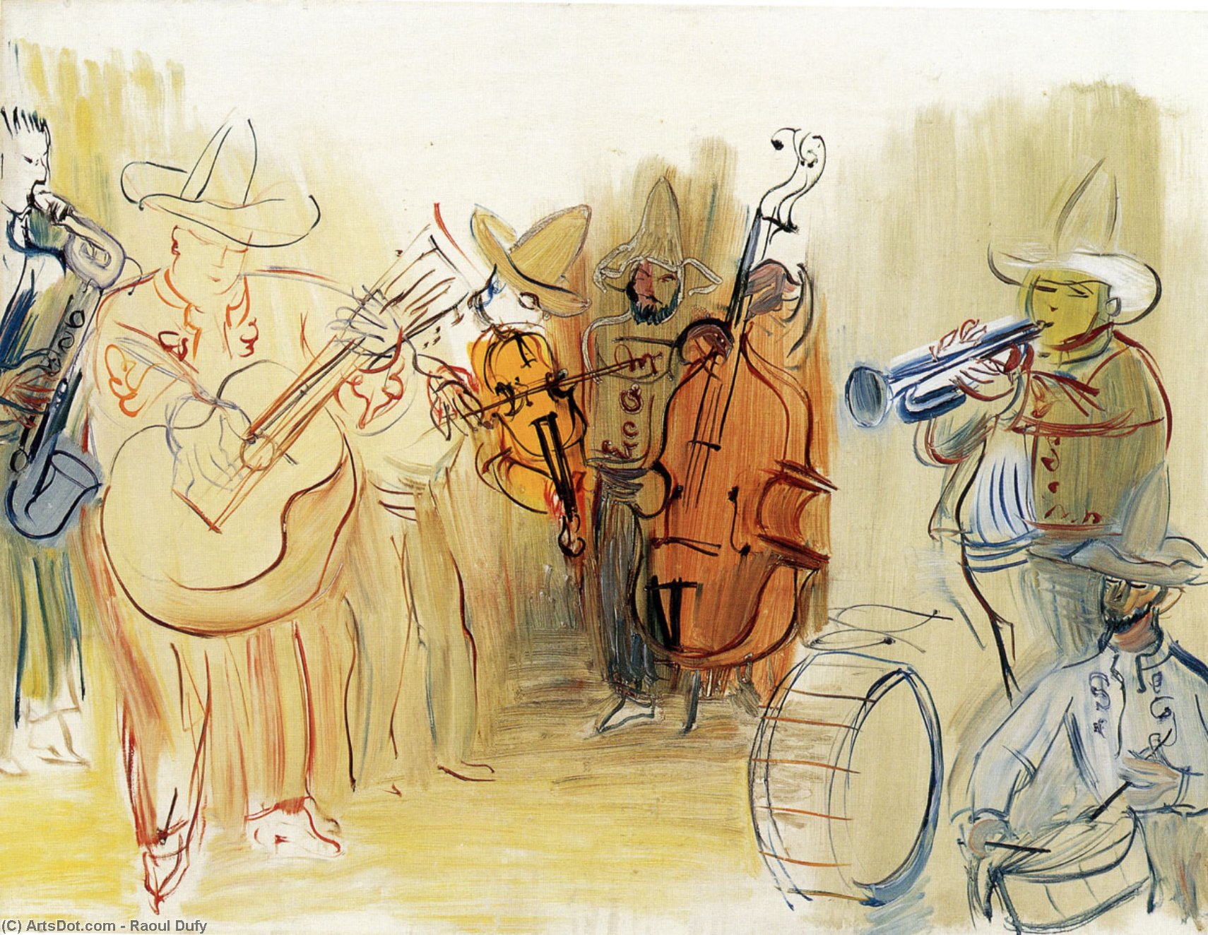 Wikoo.org - موسوعة الفنون الجميلة - اللوحة، العمل الفني Raoul Dufy - The Mexican Orchestra