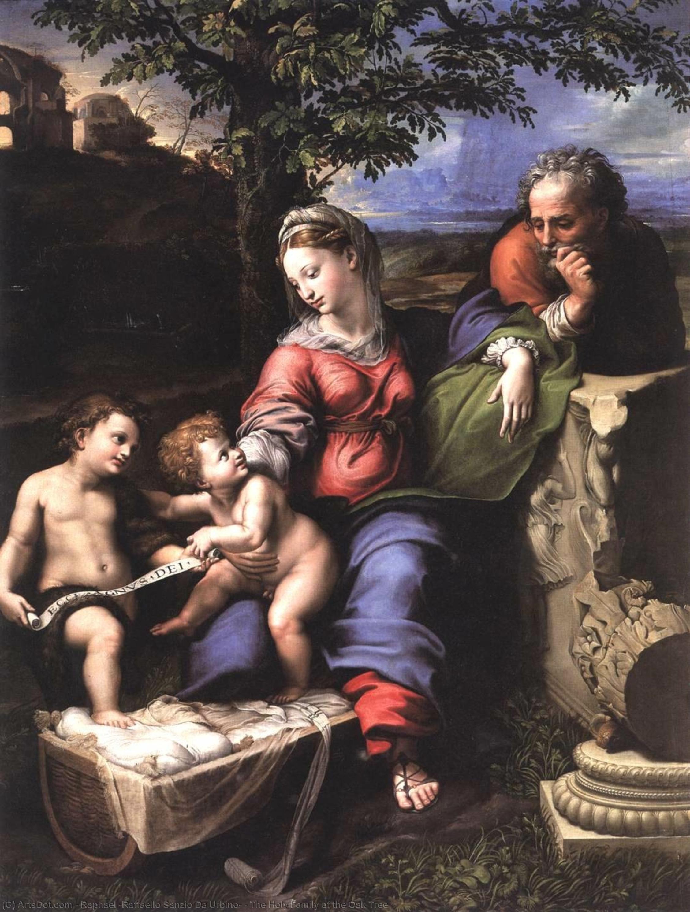 Wikioo.org - Bách khoa toàn thư về mỹ thuật - Vẽ tranh, Tác phẩm nghệ thuật Raphael (Raffaello Sanzio Da Urbino) - The Holy Family of the Oak Tree