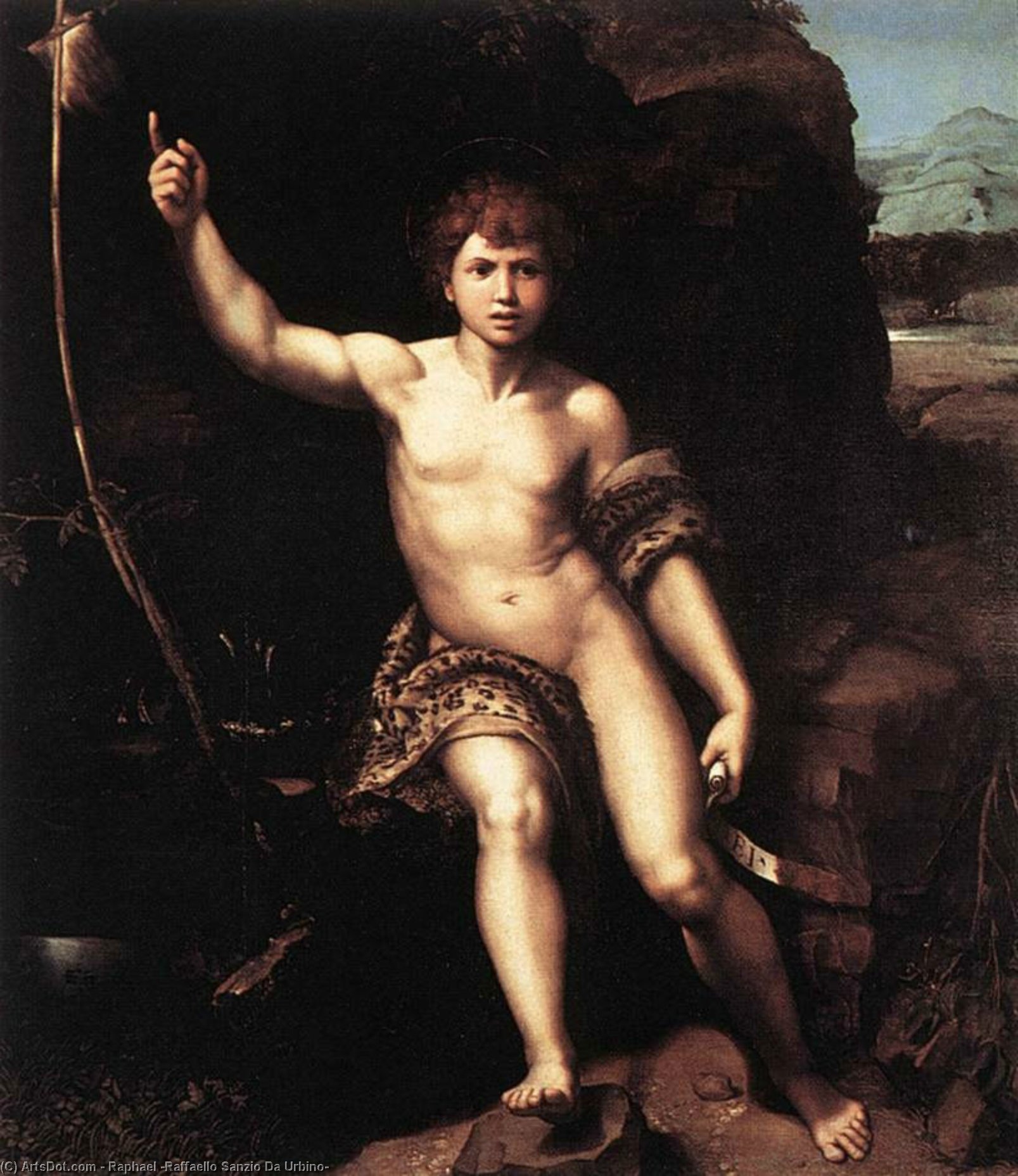 Wikioo.org - สารานุกรมวิจิตรศิลป์ - จิตรกรรม Raphael (Raffaello Sanzio Da Urbino) - St. John the Baptist in the Desert