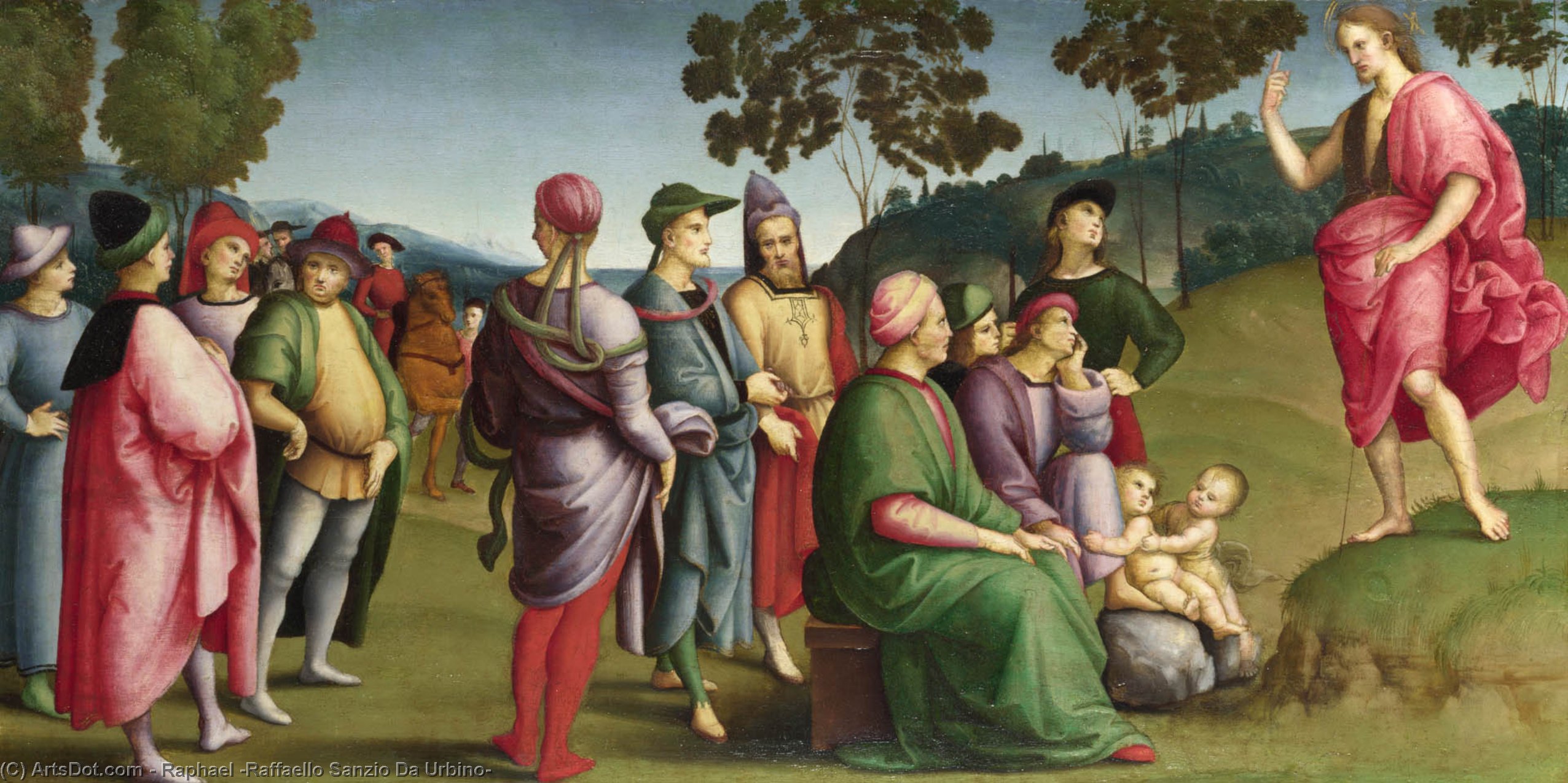 Wikioo.org - Bách khoa toàn thư về mỹ thuật - Vẽ tranh, Tác phẩm nghệ thuật Raphael (Raffaello Sanzio Da Urbino) - Saint John the Baptist Preaching