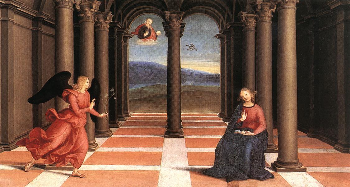 Wikioo.org - The Encyclopedia of Fine Arts - Painting, Artwork by Raphael (Raffaello Sanzio Da Urbino) - The Annunciation