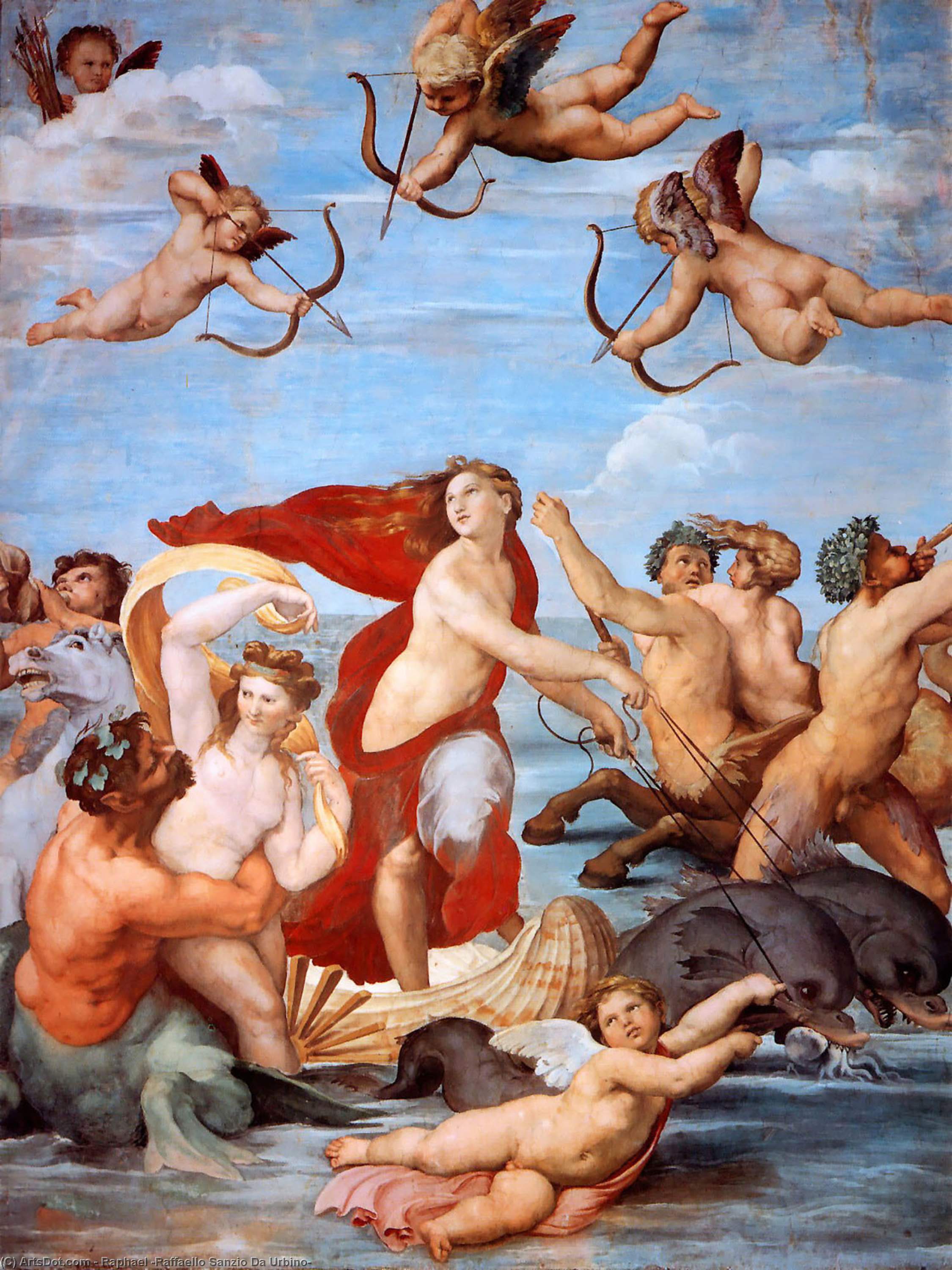 Wikioo.org – La Enciclopedia de las Bellas Artes - Pintura, Obras de arte de Raphael (Raffaello Sanzio Da Urbino) - el triunfo de Galatea
