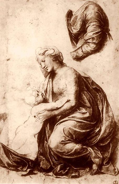WikiOO.org - Encyclopedia of Fine Arts - Lukisan, Artwork Raphael (Raffaello Sanzio Da Urbino) - Study for the Holy Family
