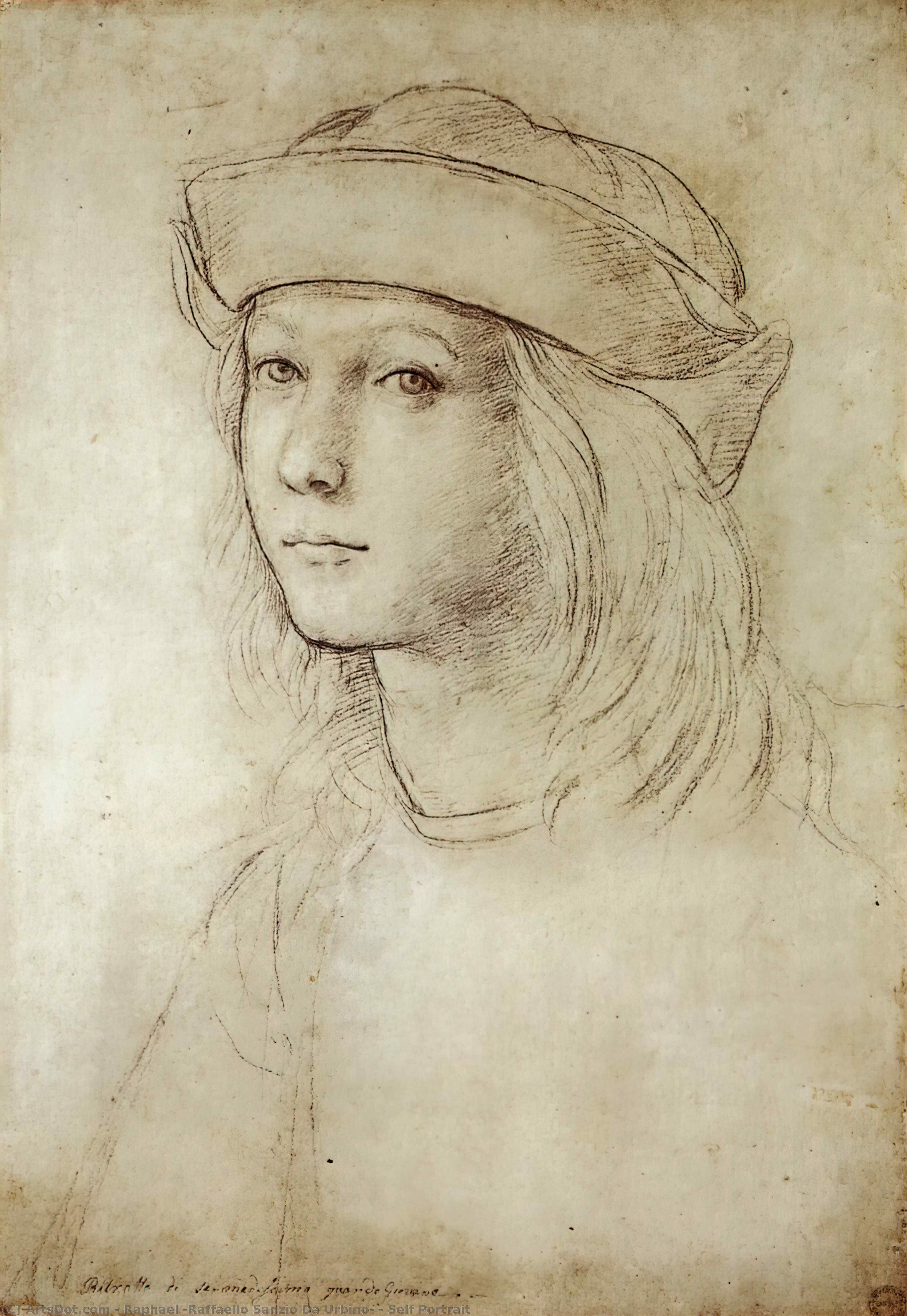 Wikoo.org - موسوعة الفنون الجميلة - اللوحة، العمل الفني Raphael (Raffaello Sanzio Da Urbino) - Self Portrait