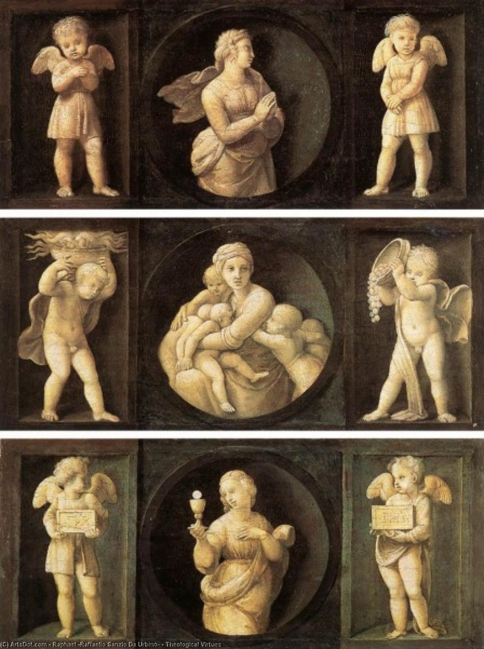 Wikoo.org - موسوعة الفنون الجميلة - اللوحة، العمل الفني Raphael (Raffaello Sanzio Da Urbino) - Theological Virtues