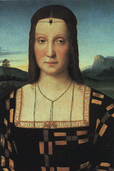 Wikoo.org - موسوعة الفنون الجميلة - اللوحة، العمل الفني Raphael (Raffaello Sanzio Da Urbino) - Portrait of Elizabeth Gonzaga