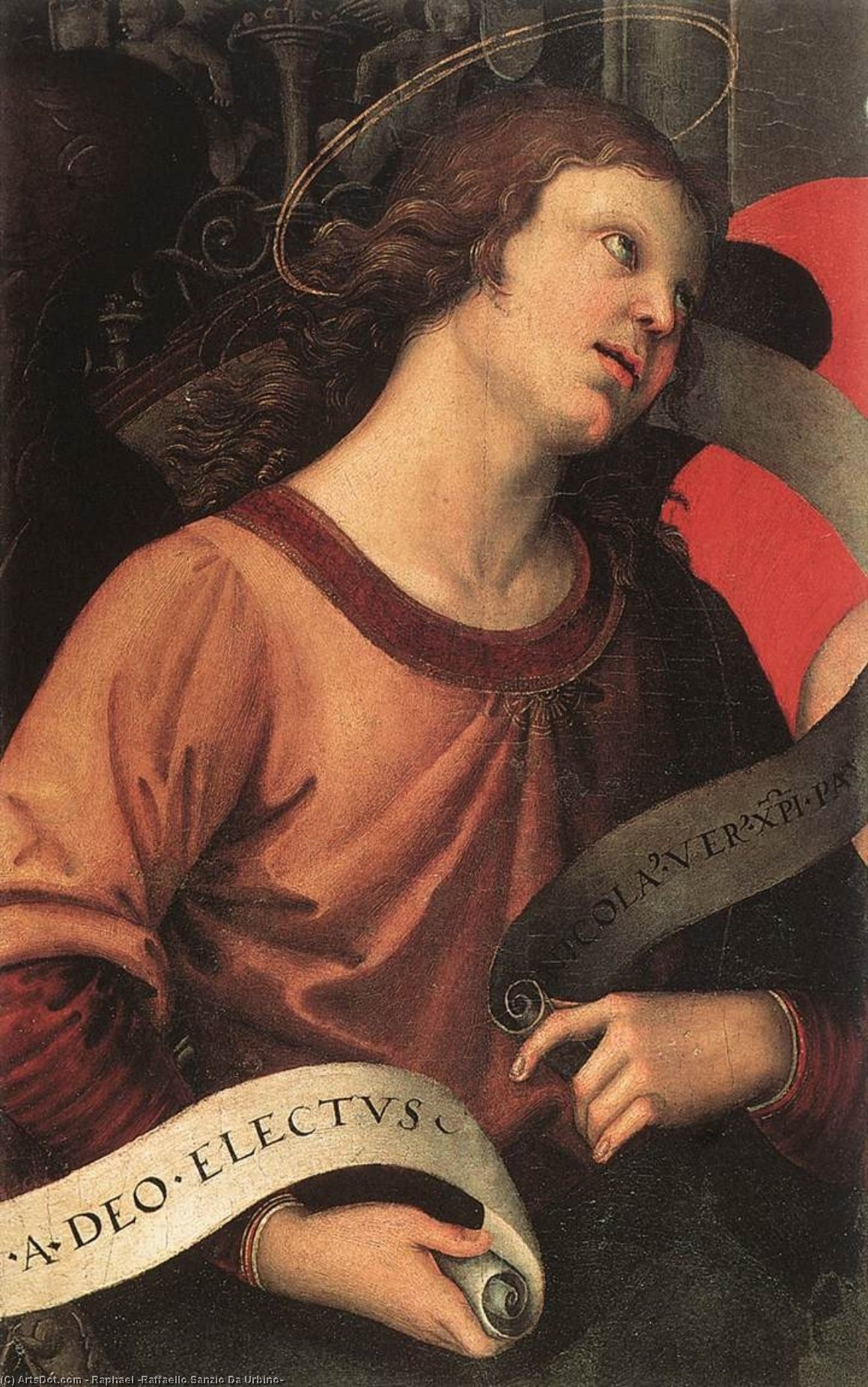 WikiOO.org - Güzel Sanatlar Ansiklopedisi - Resim, Resimler Raphael (Raffaello Sanzio Da Urbino) - Angel, from the polyptych of St. Nicolas of Tolentino