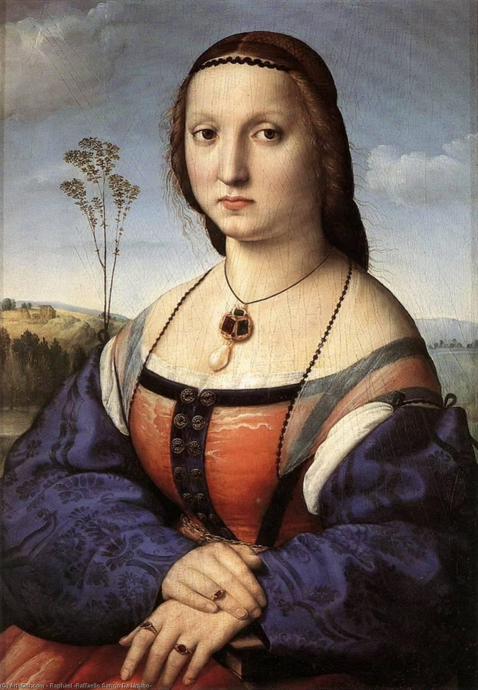 Wikioo.org - Bách khoa toàn thư về mỹ thuật - Vẽ tranh, Tác phẩm nghệ thuật Raphael (Raffaello Sanzio Da Urbino) - Portrait of Maddalena Doni