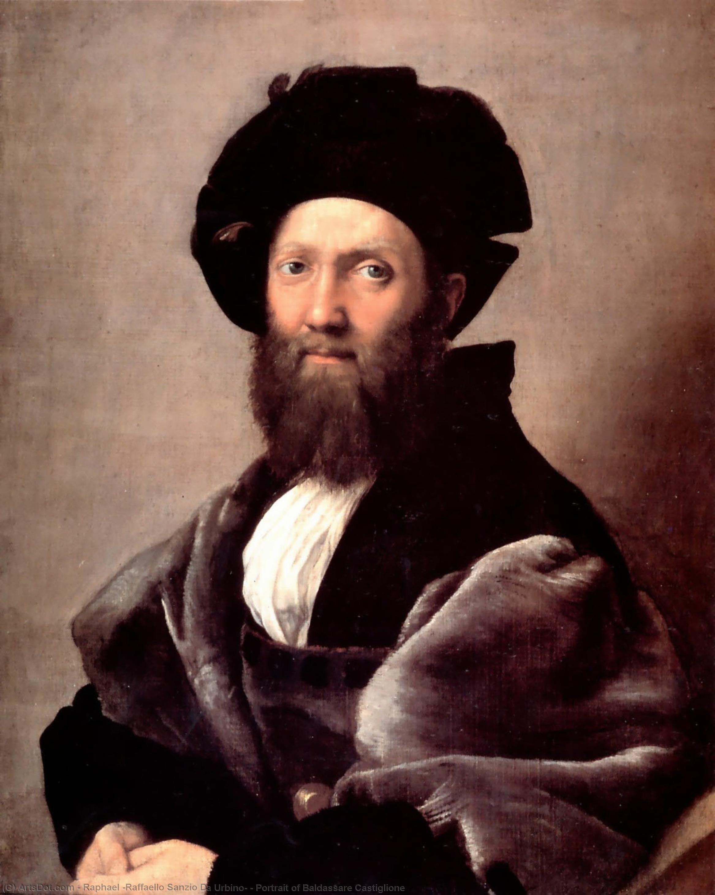 WikiOO.org - 백과 사전 - 회화, 삽화 Raphael (Raffaello Sanzio Da Urbino) - Portrait of Baldassare Castiglione