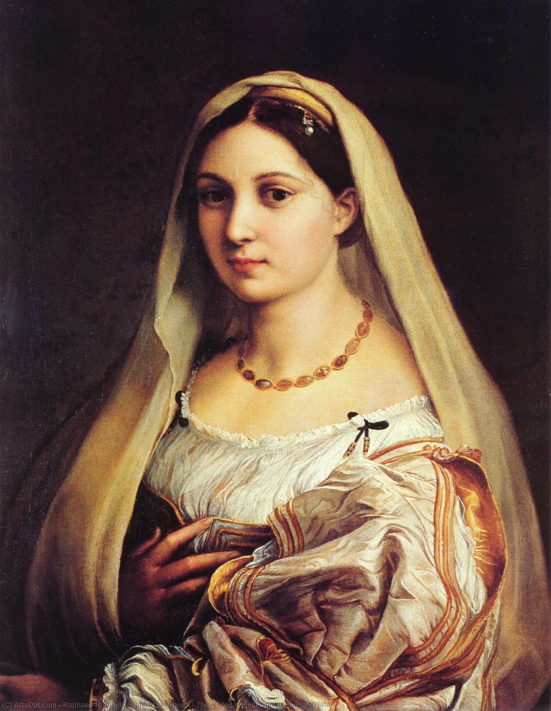 Wikioo.org – La Enciclopedia de las Bellas Artes - Pintura, Obras de arte de Raphael (Raffaello Sanzio Da Urbino) - el velado Mujer , o velata la donna