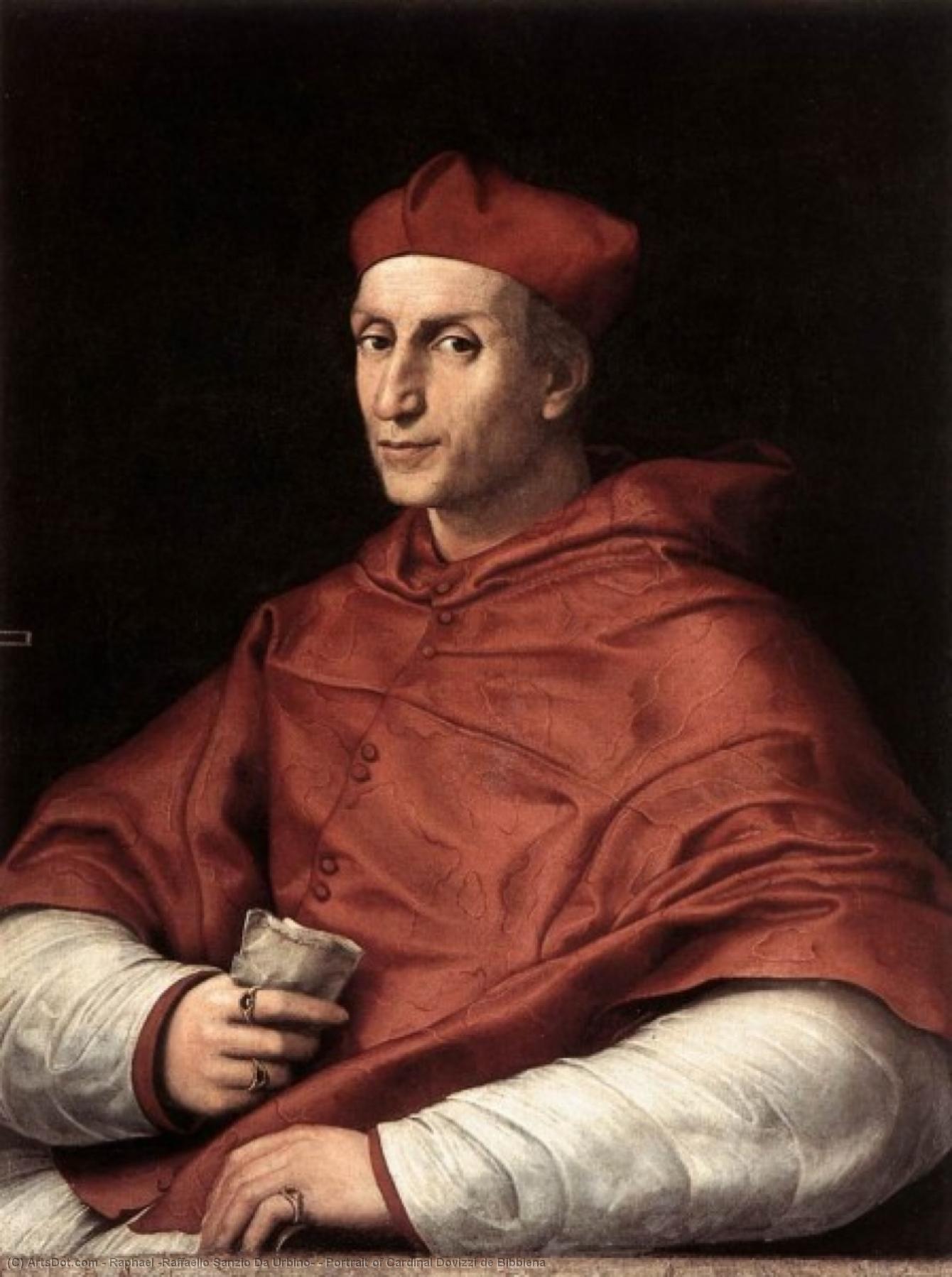 WikiOO.org - Enciclopédia das Belas Artes - Pintura, Arte por Raphael (Raffaello Sanzio Da Urbino) - Portrait of Cardinal Dovizzi de Bibbiena