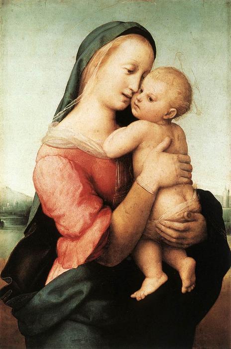 Wikioo.org - Bách khoa toàn thư về mỹ thuật - Vẽ tranh, Tác phẩm nghệ thuật Raphael (Raffaello Sanzio Da Urbino) - Detail of the 'Tempi' Madonna