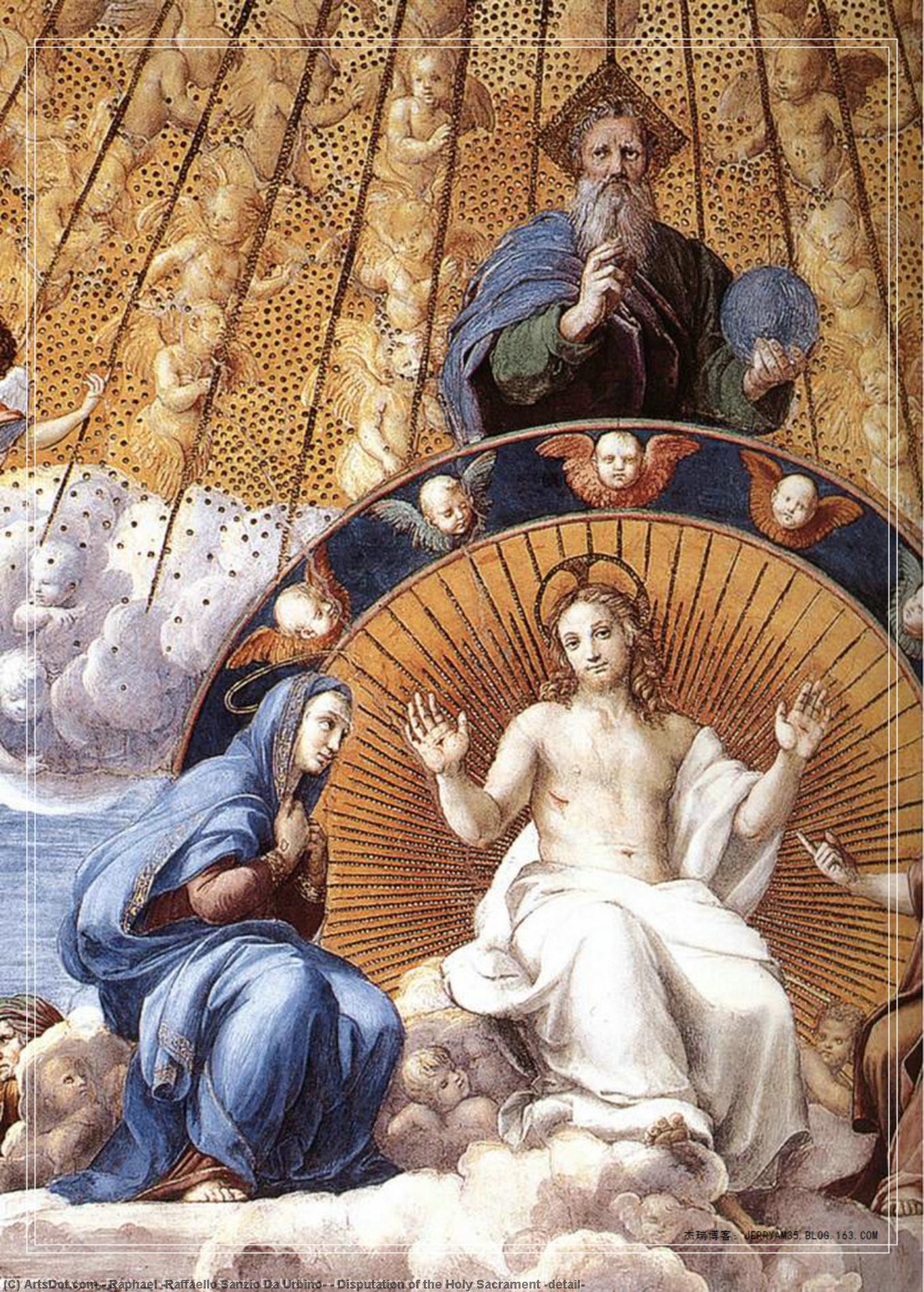 WikiOO.org – 美術百科全書 - 繪畫，作品 Raphael (Raffaello Sanzio Da Urbino) - 争论 的  的  圣  圣餐  详细