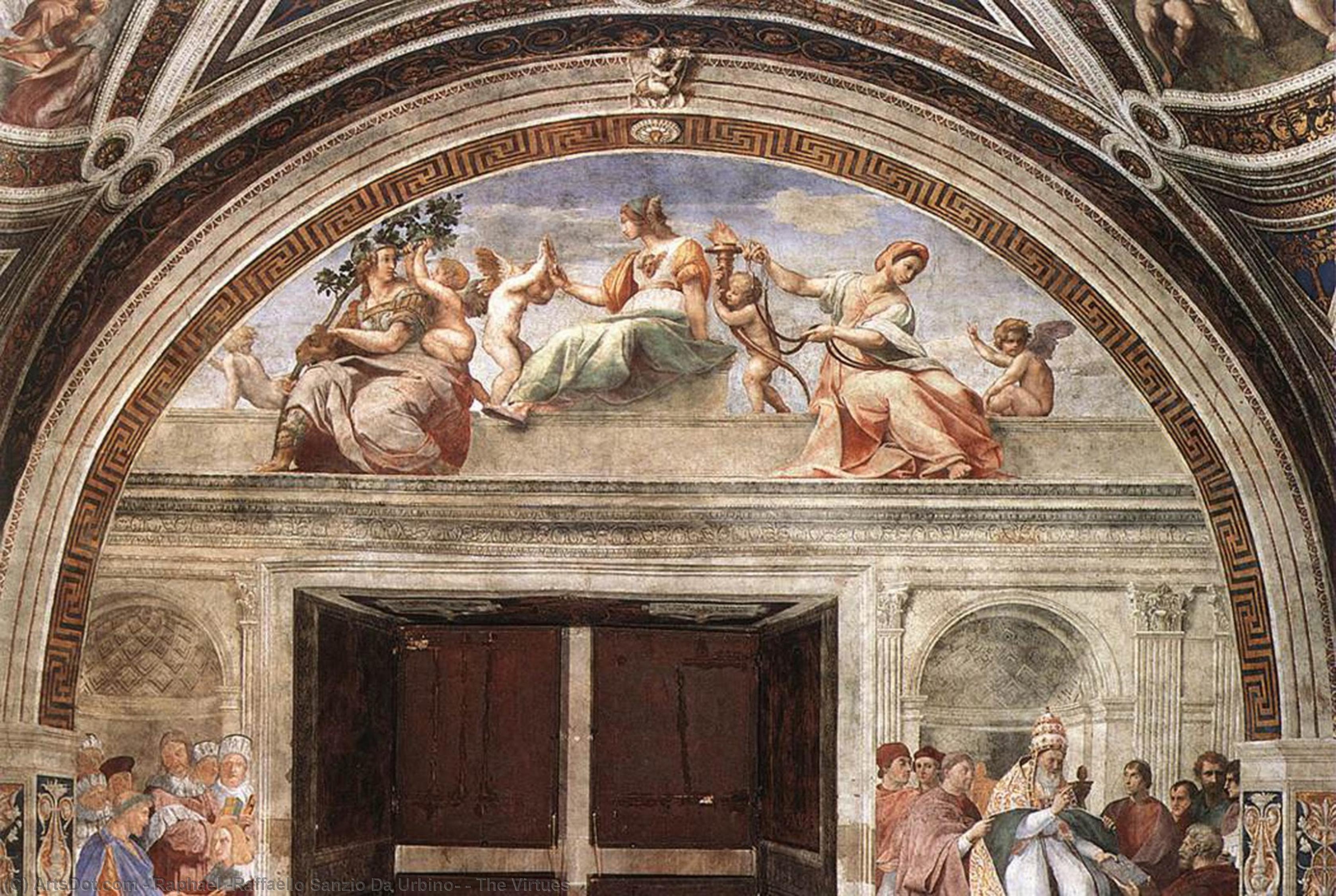 Wikioo.org – La Enciclopedia de las Bellas Artes - Pintura, Obras de arte de Raphael (Raffaello Sanzio Da Urbino) - Las Virtudes