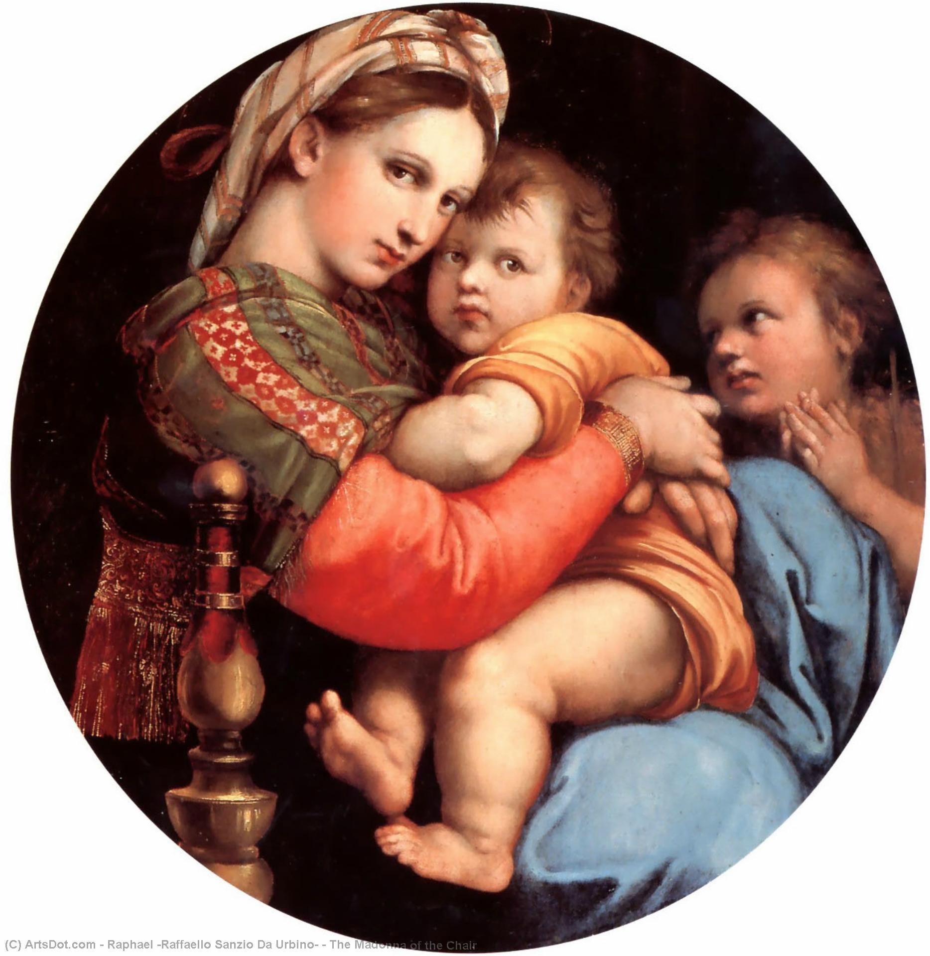 Wikioo.org - Die Enzyklopädie bildender Kunst - Malerei, Kunstwerk von Raphael (Raffaello Sanzio Da Urbino) - die madonna von dem stuhl