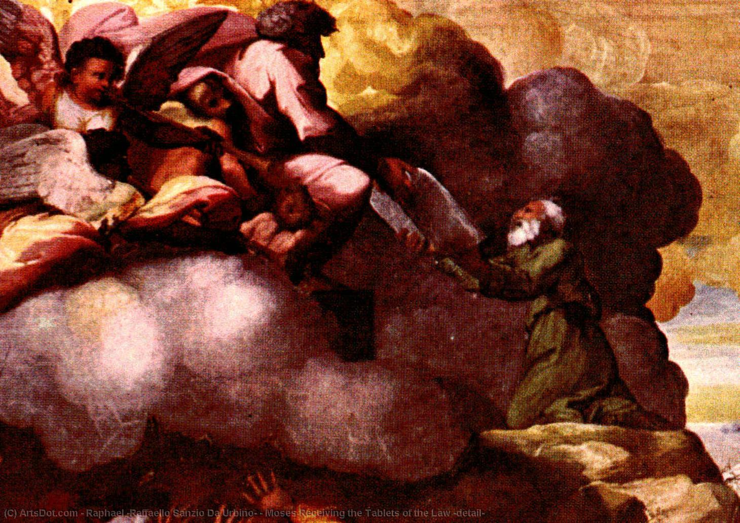 Wikioo.org - Die Enzyklopädie bildender Kunst - Malerei, Kunstwerk von Raphael (Raffaello Sanzio Da Urbino) - Moses Empfang der tabletten von dem recht ( ausschnitt )
