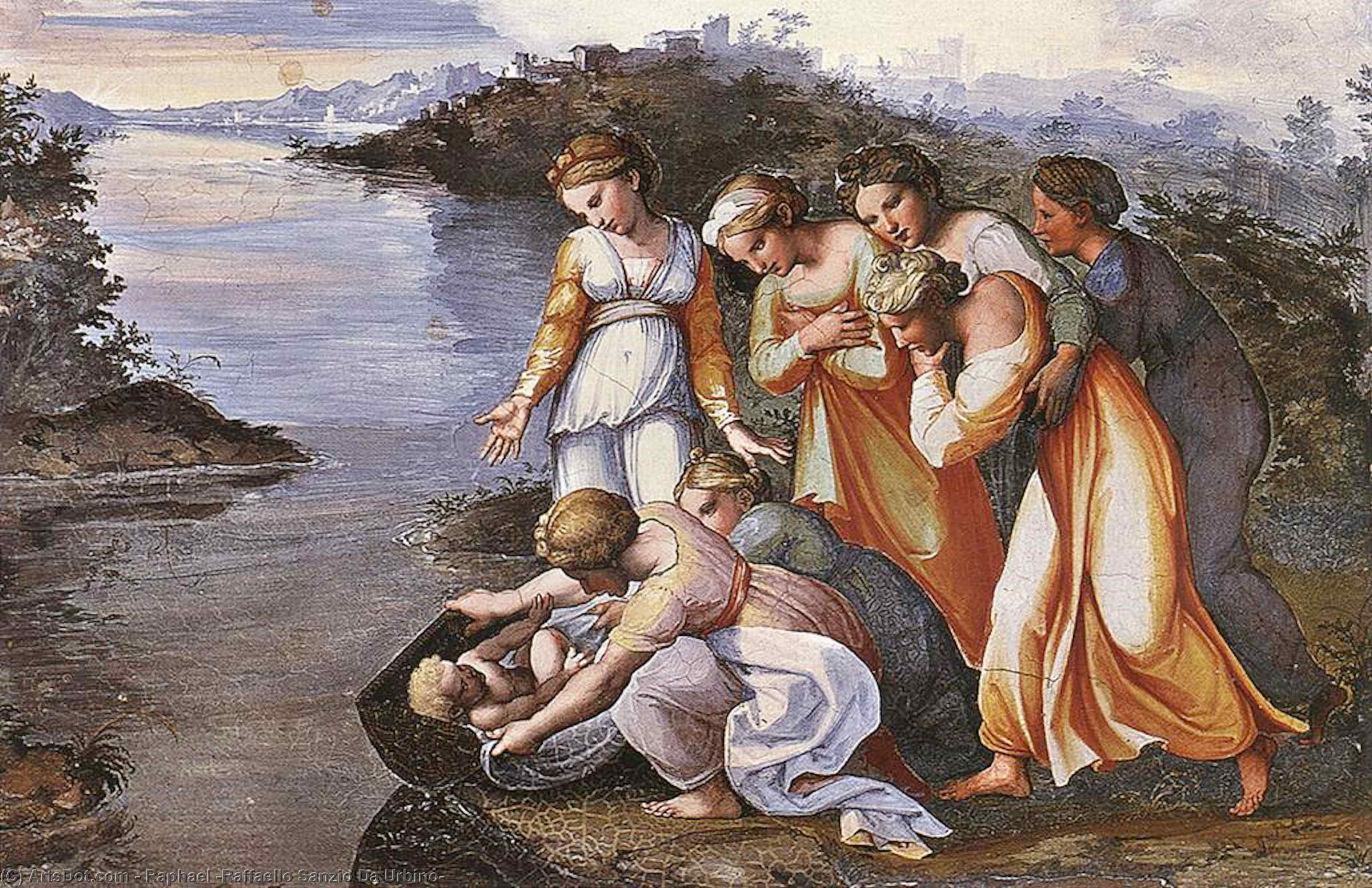 Wikioo.org – L'Enciclopedia delle Belle Arti - Pittura, Opere di Raphael (Raffaello Sanzio Da Urbino) - Mosé Salvato  da  dopodomani  acqua
