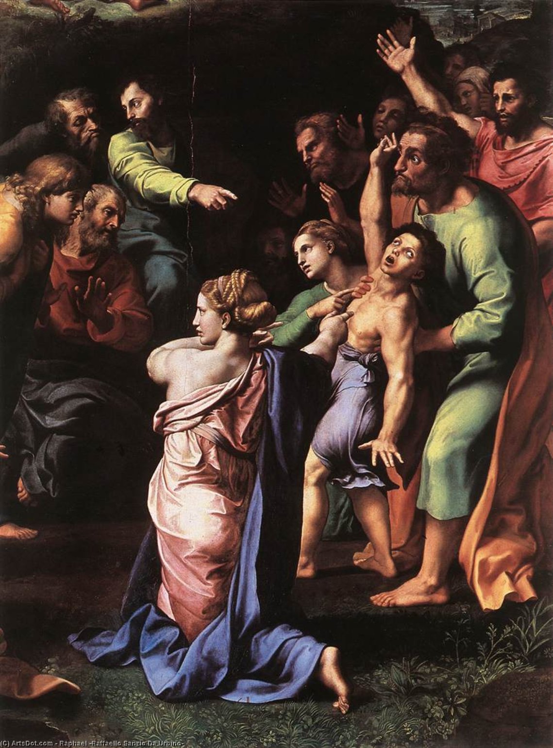 Wikoo.org - موسوعة الفنون الجميلة - اللوحة، العمل الفني Raphael (Raffaello Sanzio Da Urbino) - The Transfiguration (detail)