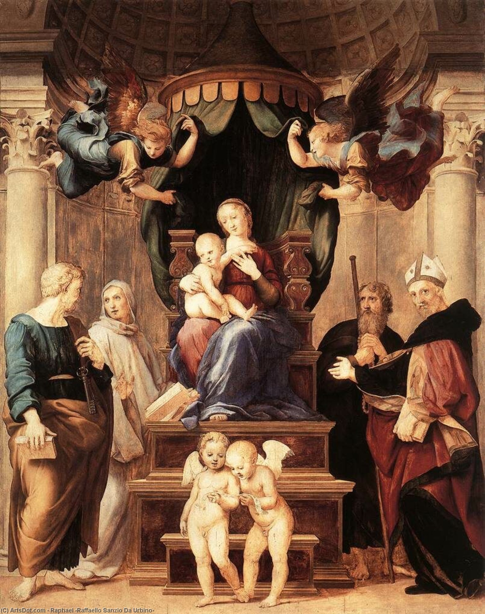 Wikioo.org – L'Enciclopedia delle Belle Arti - Pittura, Opere di Raphael (Raffaello Sanzio Da Urbino) - Madonna del Baldacchino