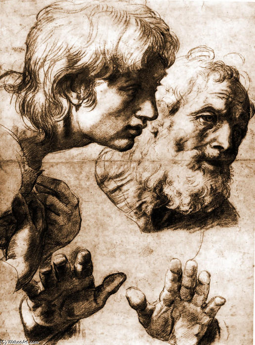 Wikioo.org - Encyklopedia Sztuk Pięknych - Malarstwo, Grafika Raphael (Raffaello Sanzio Da Urbino) - Studies for the Transfiguration