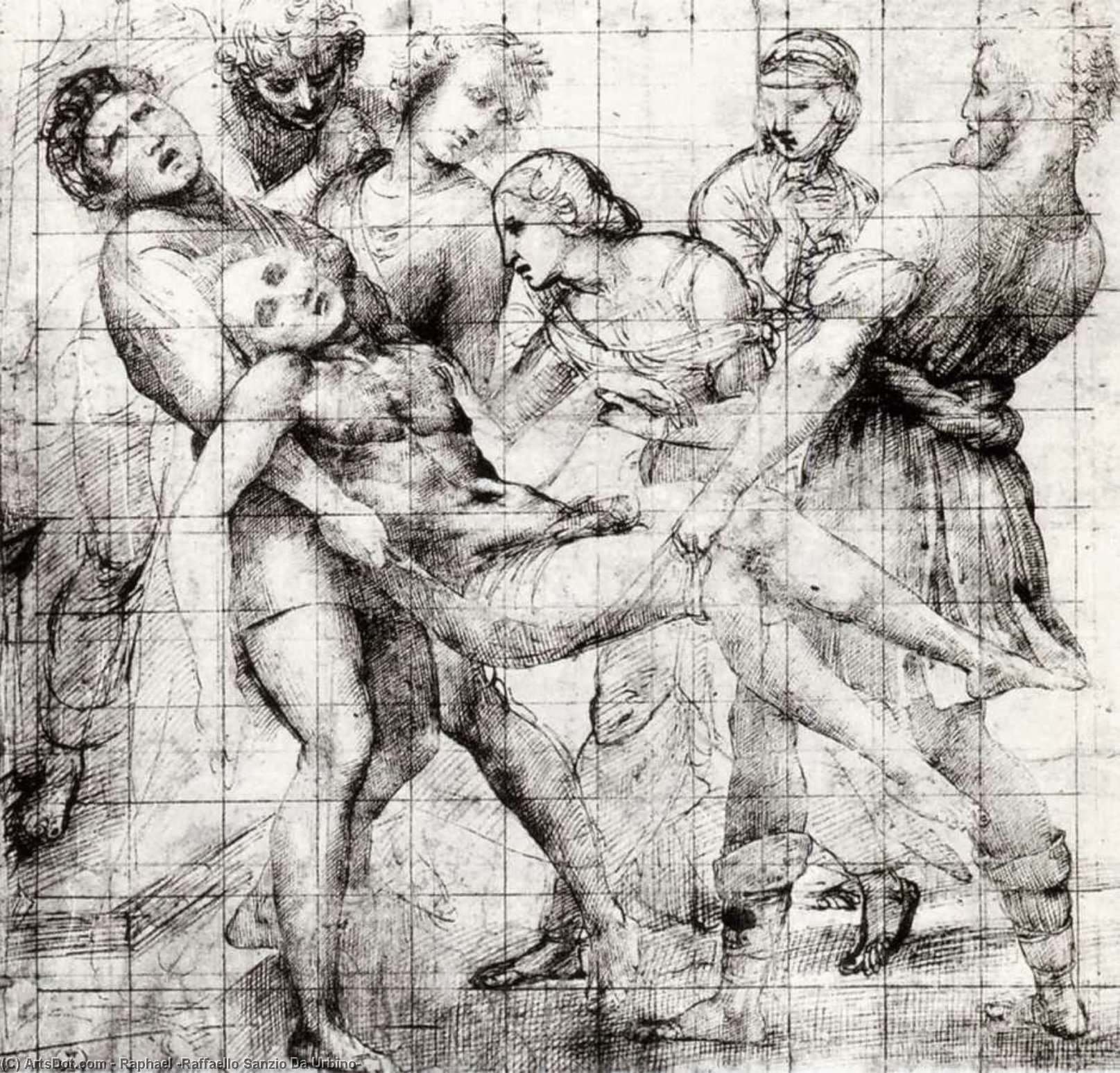 Wikioo.org - Encyklopedia Sztuk Pięknych - Malarstwo, Grafika Raphael (Raffaello Sanzio Da Urbino) - Study for the 'Entombment' in the Galleria Borghese, Rome