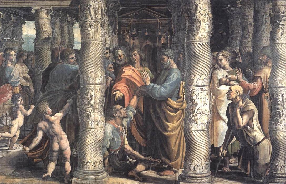 WikiOO.org – 美術百科全書 - 繪畫，作品 Raphael (Raffaello Sanzio Da Urbino) - 愈合  的 瘸 男子 ( 漫画  为  西斯廷教堂 )