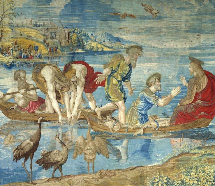 WikiOO.org - 百科事典 - 絵画、アートワーク Raphael (Raffaello Sanzio Da Urbino) - 魚の奇跡のドラフト ( 下絵 のための システィーナ礼拝堂 )