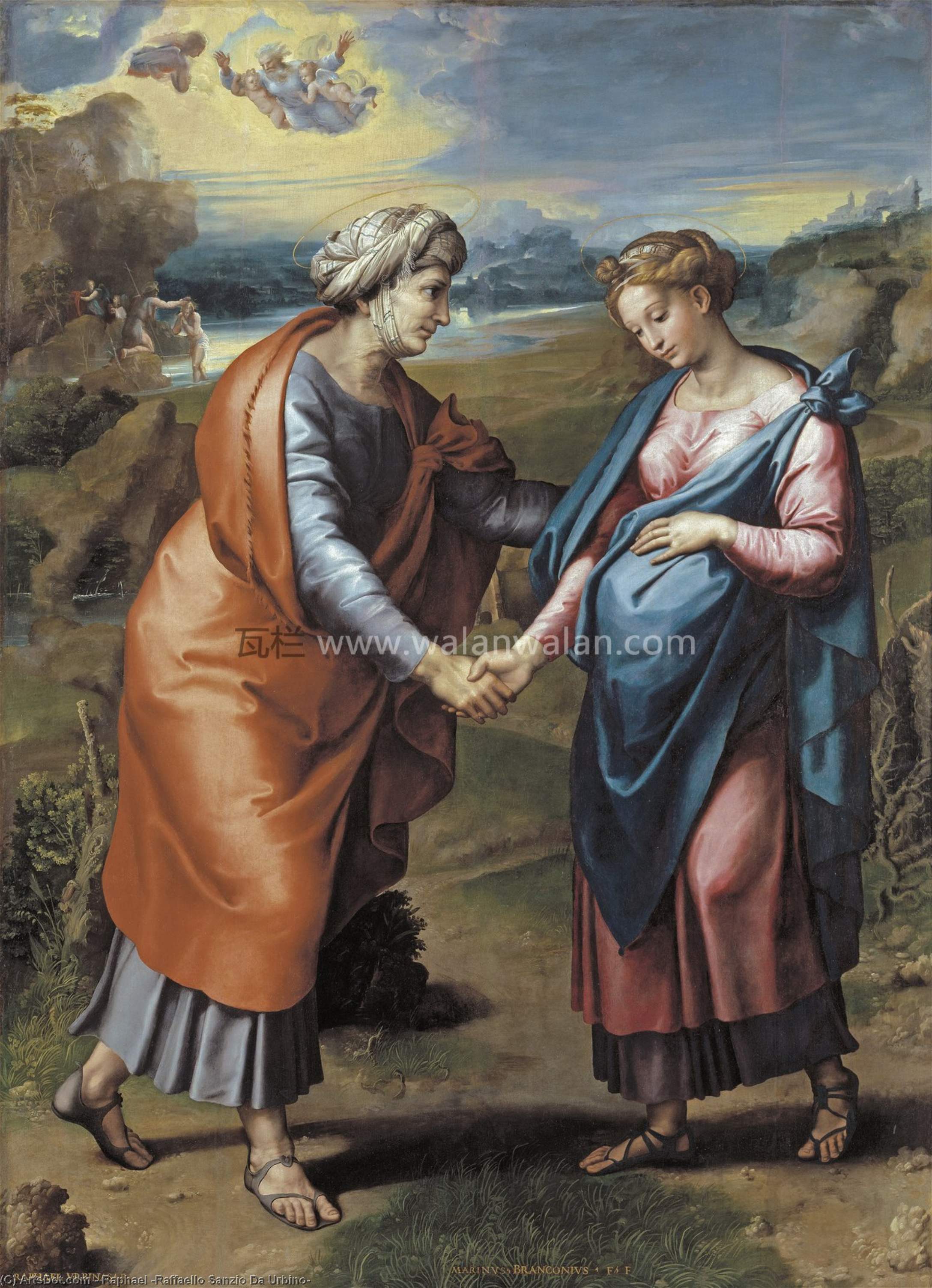 Wikoo.org - موسوعة الفنون الجميلة - اللوحة، العمل الفني Raphael (Raffaello Sanzio Da Urbino) - The Visitation