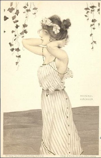 Wikioo.org - The Encyclopedia of Fine Arts - Painting, Artwork by Raphael Kirchner - Greek Virgins