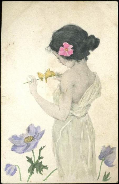 WikiOO.org - Encyclopedia of Fine Arts - Maalaus, taideteos Raphael Kirchner - Maid of Athens
