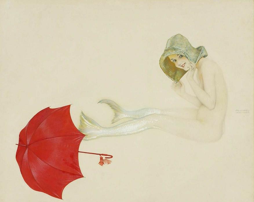 WikiOO.org - Encyclopedia of Fine Arts - Maľba, Artwork Raphael Kirchner - Mermaid
