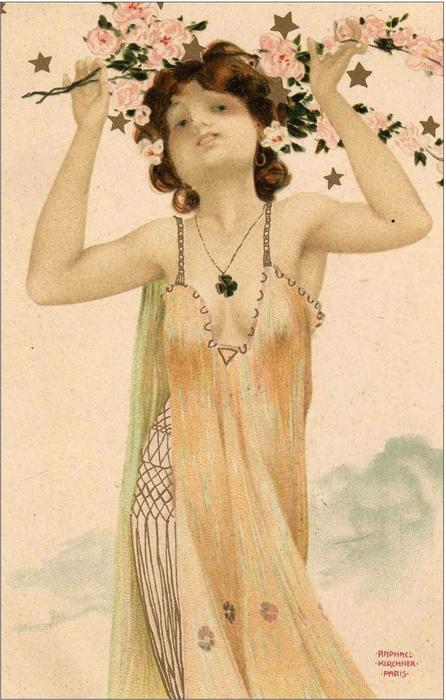 Wikioo.org - The Encyclopedia of Fine Arts - Painting, Artwork by Raphael Kirchner - Girls with good luck charms