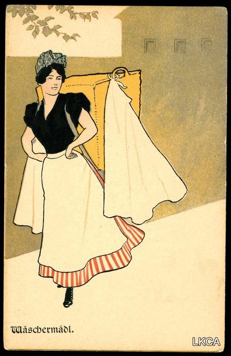 Wikioo.org - The Encyclopedia of Fine Arts - Painting, Artwork by Raphael Kirchner - Laundry woman